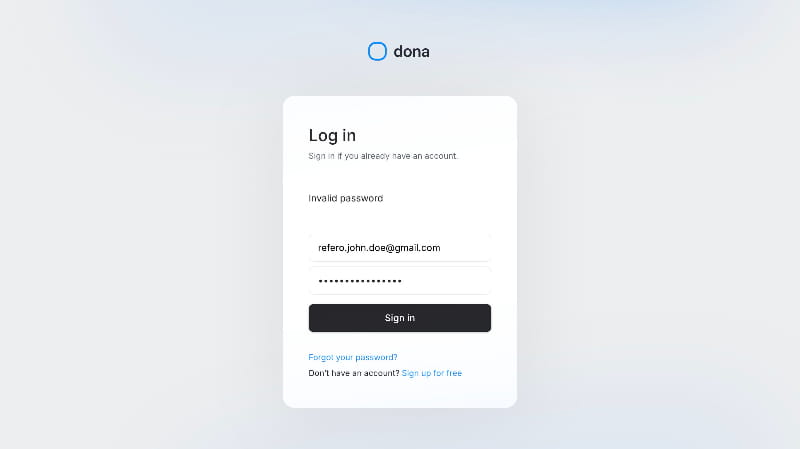 Log In UX/UI design screenshot