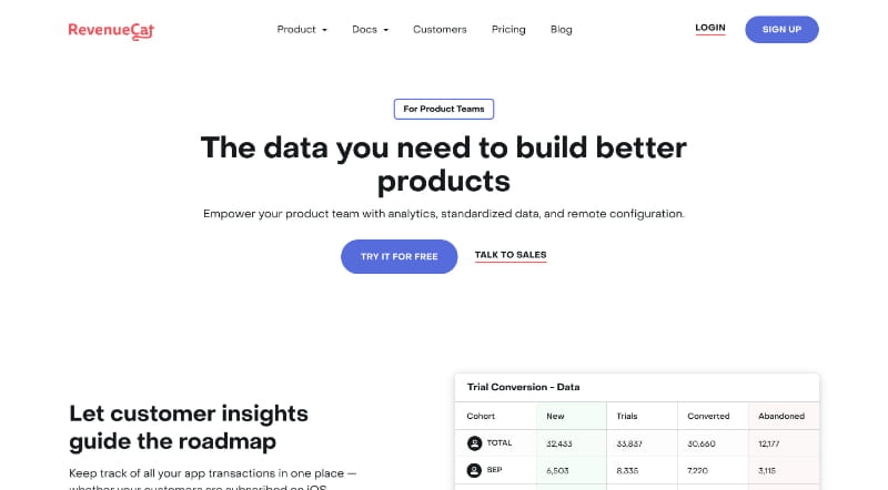 RevenueCat — a design reference from the Refero library