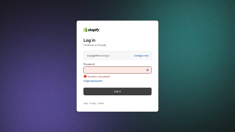 Log In UX/UI design screenshot
