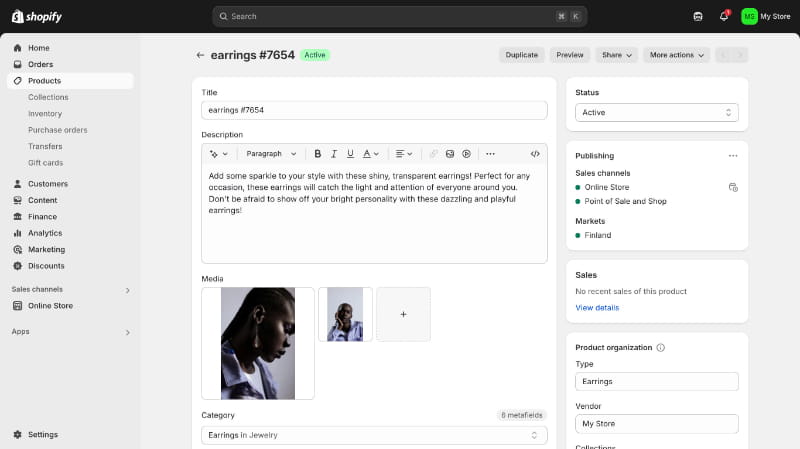 Product Details UX/UI design screenshot