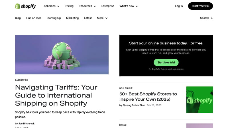 Blog UX/UI design screenshot
