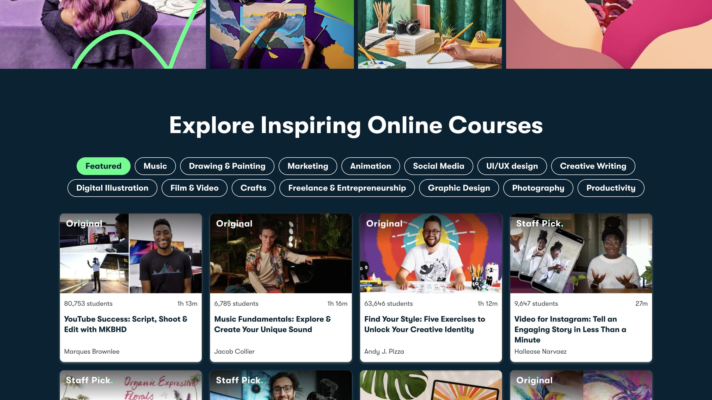 Skillshare Home Page UI — Refero
